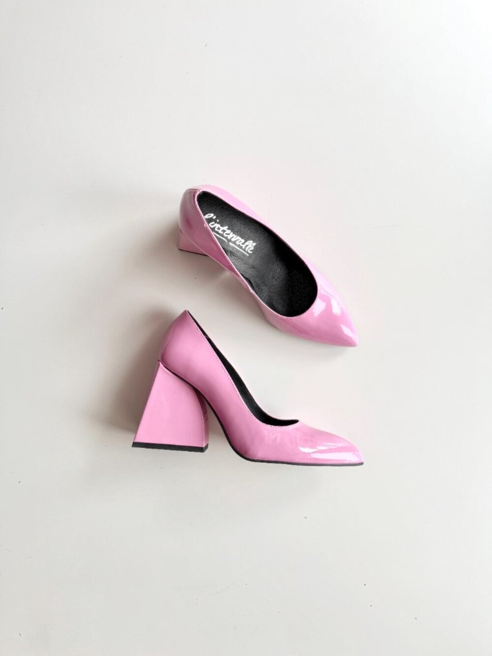 L'INTERVALLE Pink Patent Leather Pointed Toe Chunky Heel Pumps, Size 36